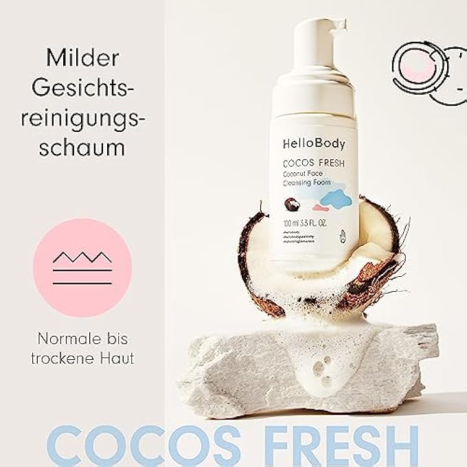 HelloBody COCOS FRESH MILD CLEANSING FOAM (100 ML) - FACIAL CLEANSER FOR DRY SKIN - WITH MOOR EXTRACT AND COCONUT FRAGRANCE - GENTLE AND THOROUGH FACIAL CLEANSING FOR NOURISHED SKIN - Image 2
